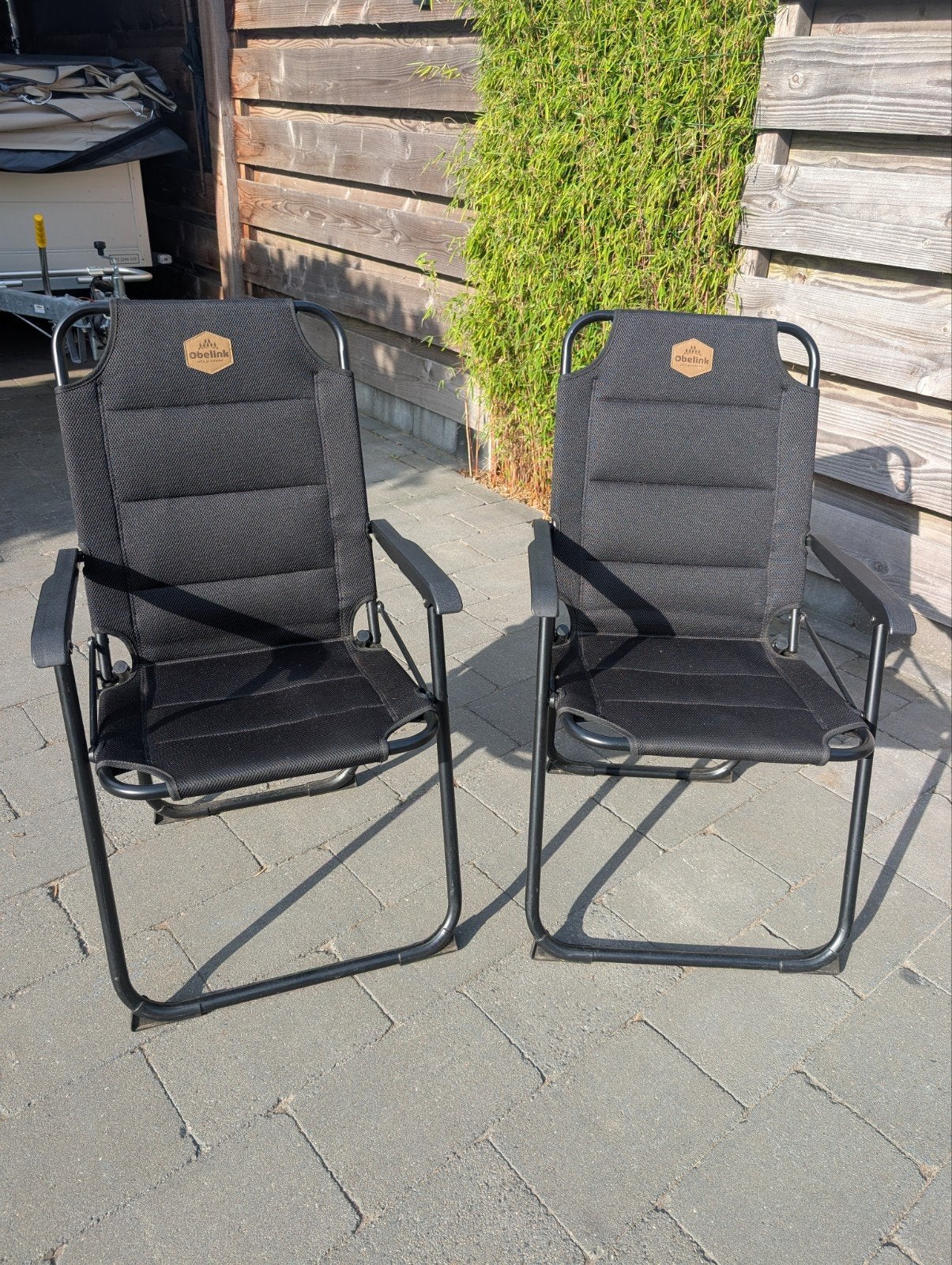 2x Obelink Travel klap/campingstoel - Black Edition, Ophalen, Zo goed als nieuw, Campingstoel