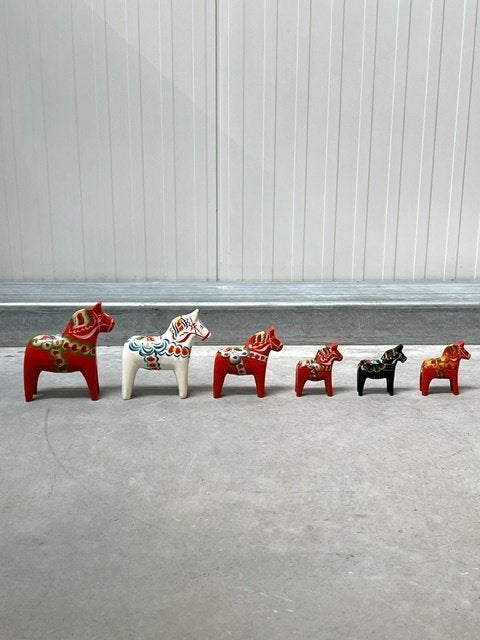 Dala paardjes 6x Nils Olsson vintage design retro paarden, Gebruikt, Meerkleurig, ., Ophalen of Verzenden