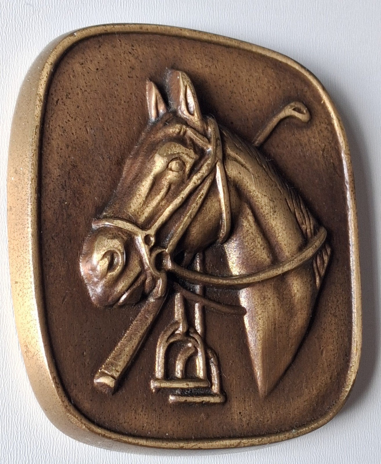 Polo/paard. Brons. Plaquette. Reliëf. Ca'50. 10/11 cm., Antiek en Kunst, Ophalen