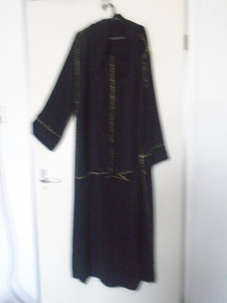 Zwarte Lange Dubai Jurk Abaya met Gouden Details L-XL Nieuw, Verzenden, Zwart, Maat 46/48 (XL) of groter, Nieuw