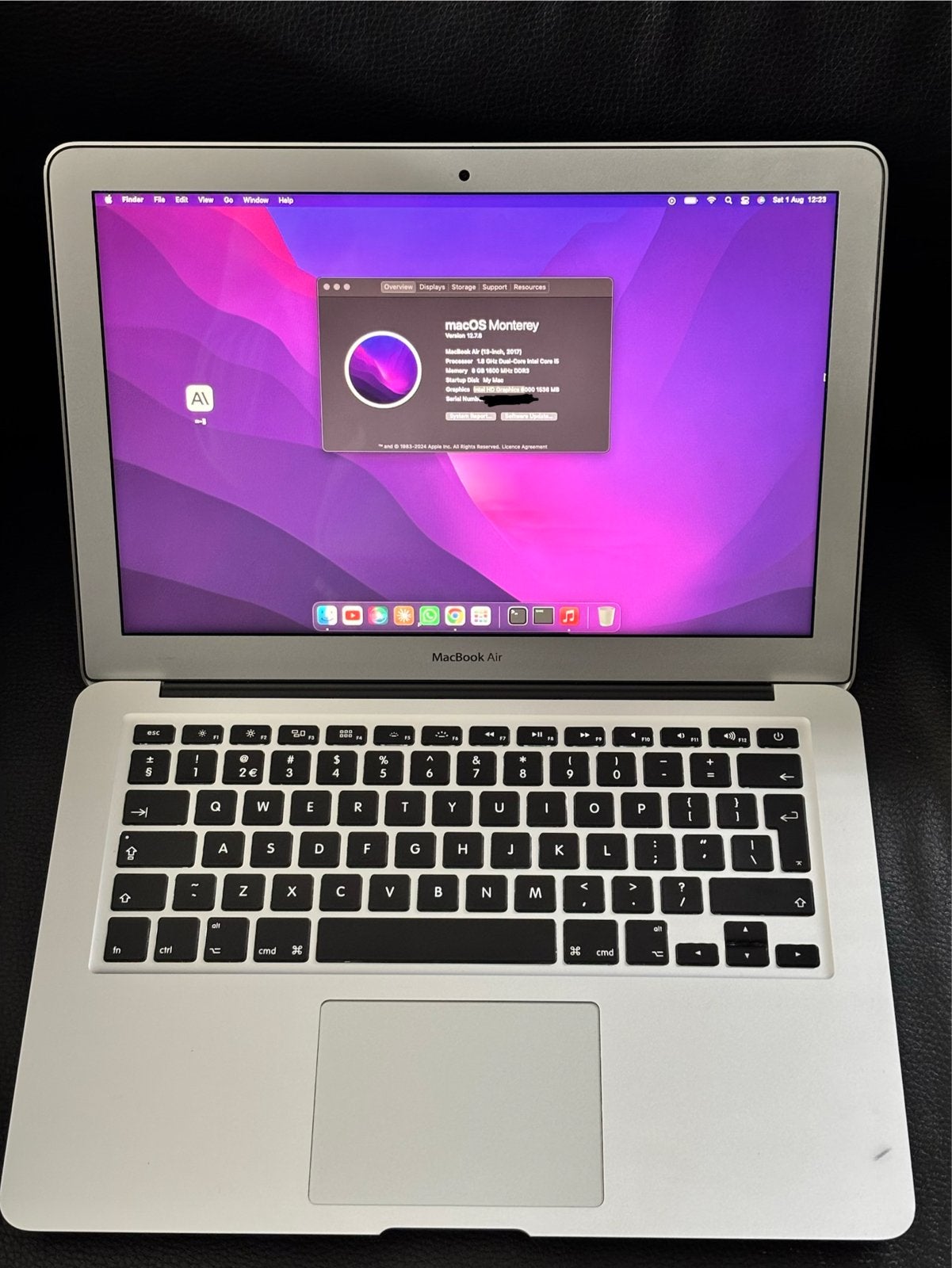 MacBook Air 13-inch (2017) - macOS Monterey, Computers en Software, Apple Macbooks, Gebruikt, Qwerty, 8 GB, 13 inch