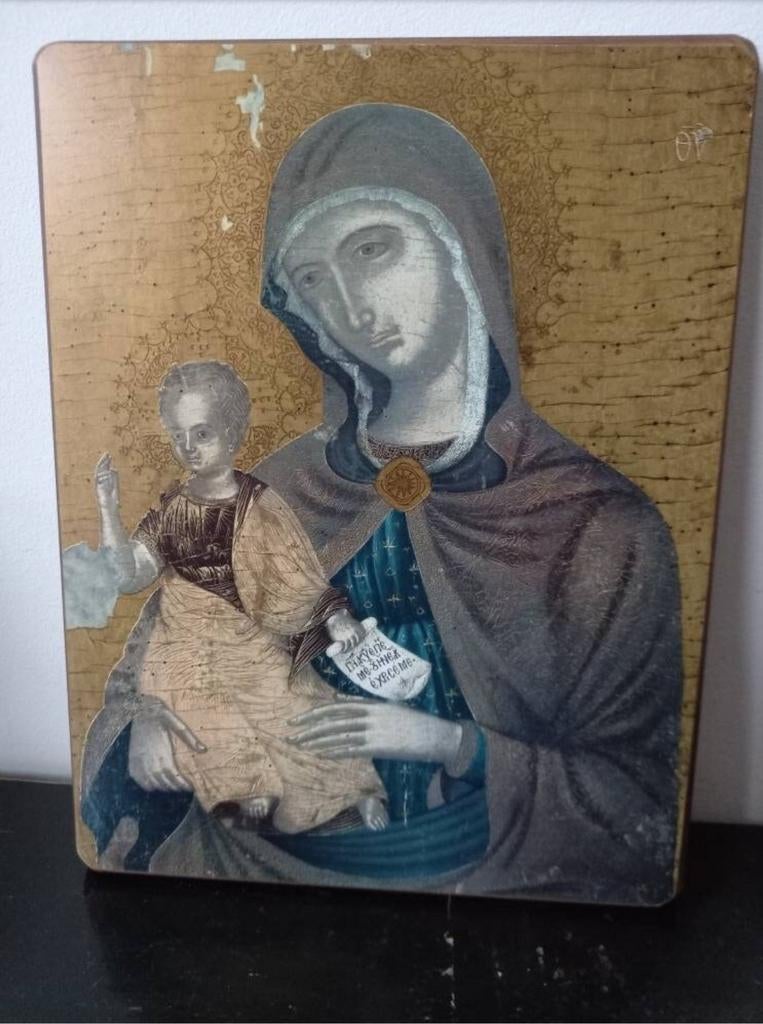 Vintage zware kwaliteitMid Century Florentijns Madonna icoon, Antiek en Kunst, Antiek | Religie, Ophalen of Verzenden