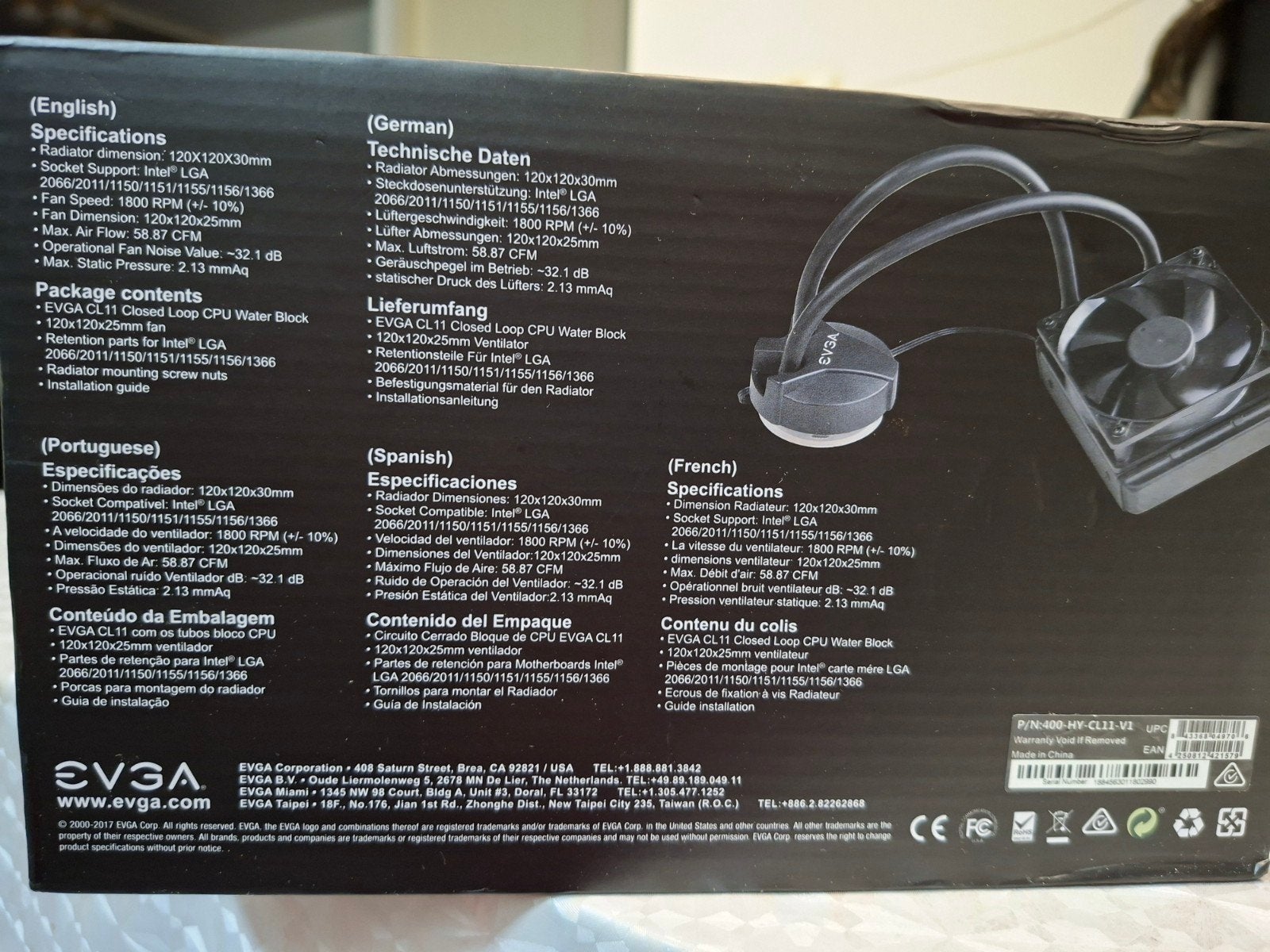 EVGA CLC 120 CL11 CPU Waterkoeler - NIEUW IN DOOS, Ophalen, Nieuw, LGA 2066/2011/1150/1151/1155/1156/1366