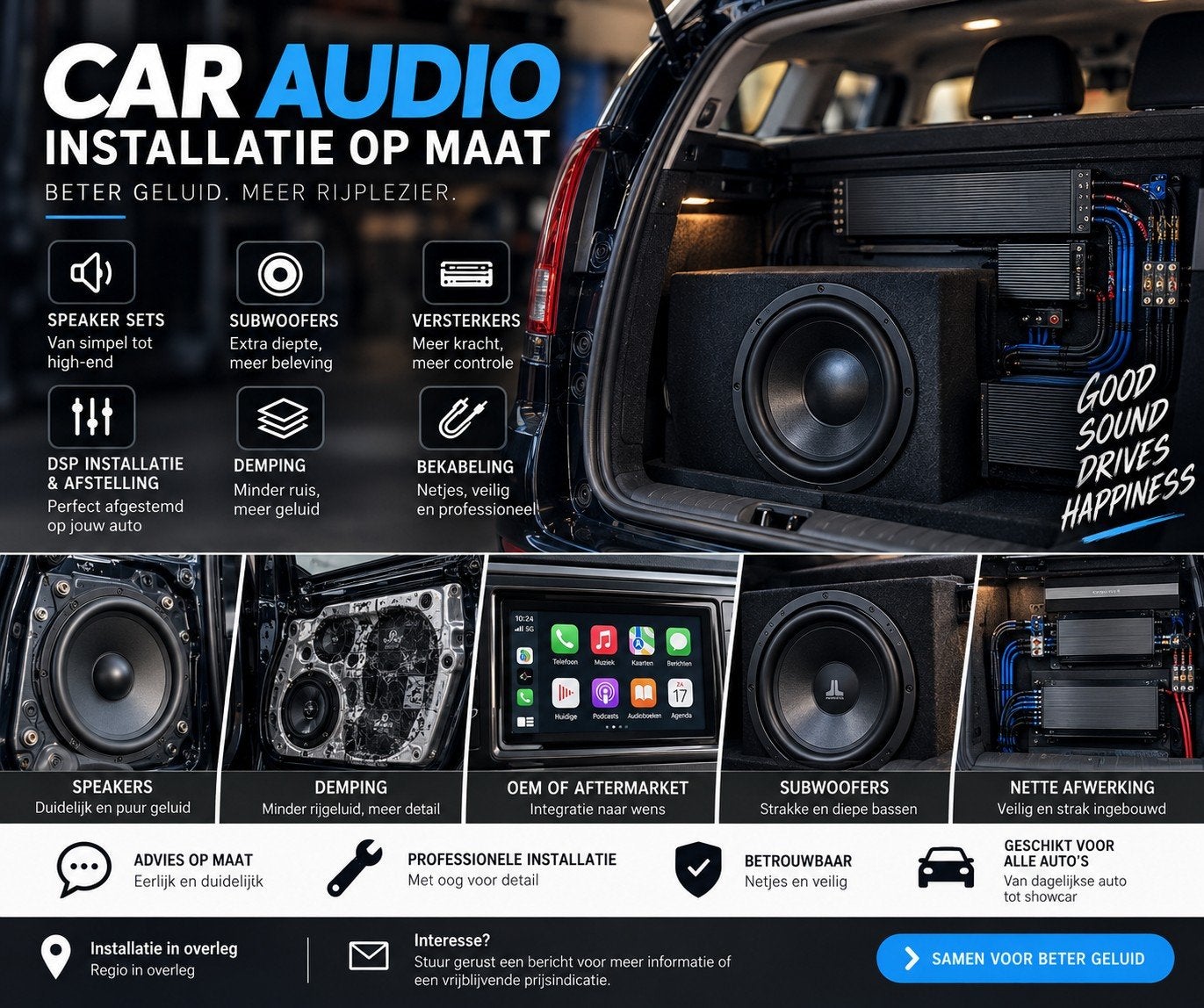 CAR AUDIO INSTALLATIE OP MAAT, Ophalen, Nieuw