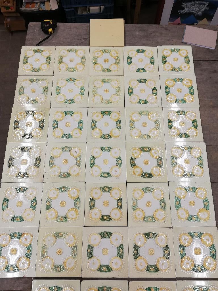 76x92cm art nouveau / jugendstil wandtegels (30+4), Antiek en Kunst, Ophalen