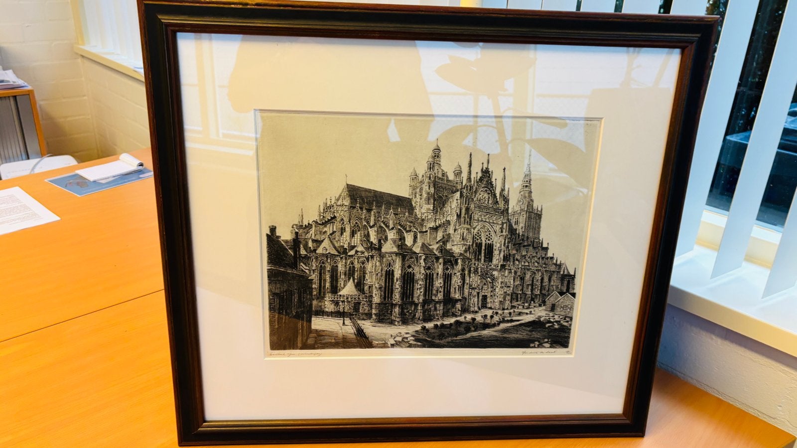 Ets van De Sint Jan door Hendrik de Laat (60x50 cm), Antiek en Kunst, Ets, Architectuur, Ophalen of Verzenden, Origineel