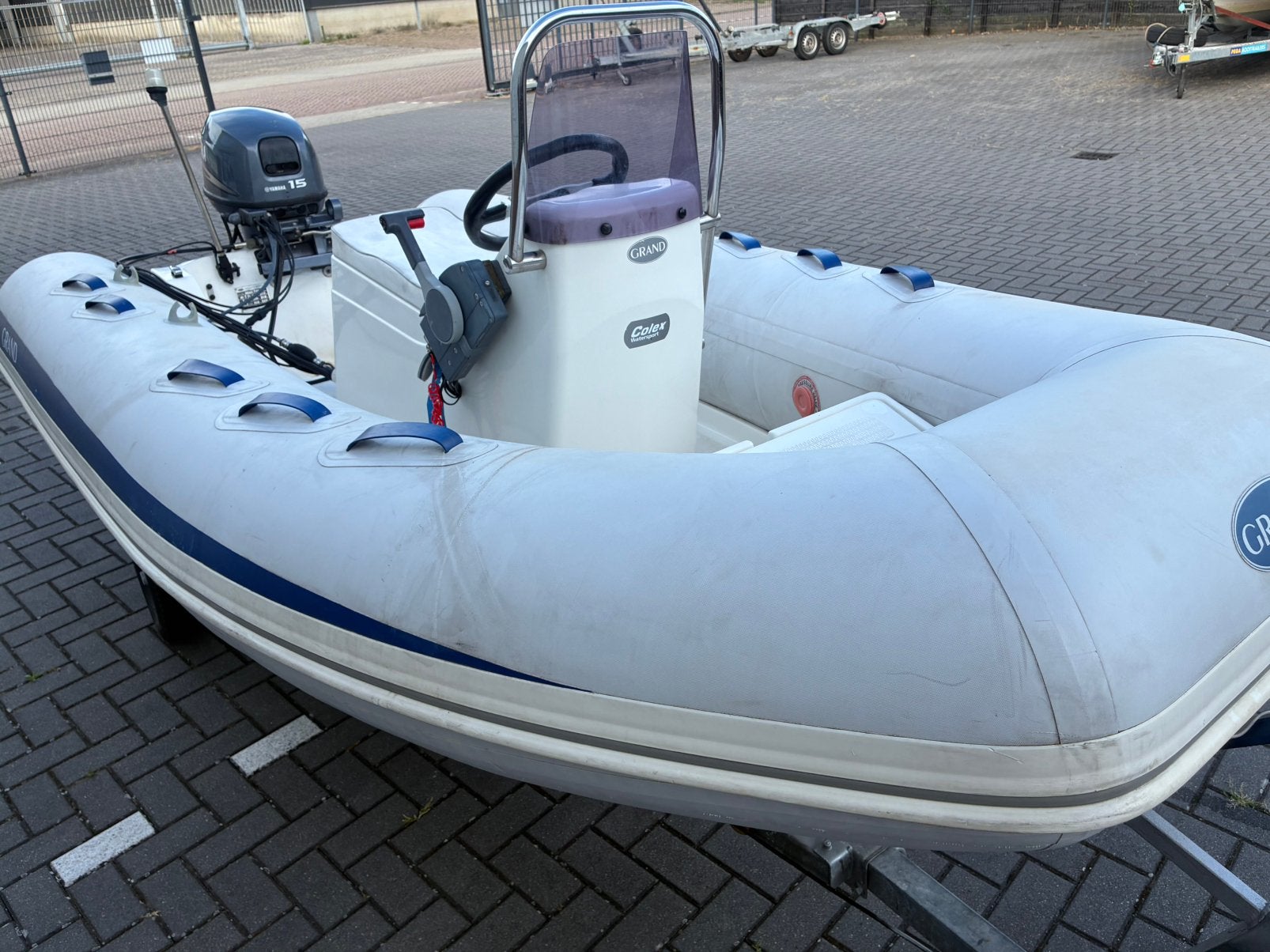 Grand s370 Rib, trailer, yamaha 15 pk met trim. Vaarklaar !, Gebruikt, Grand, 15 pk, Peddels