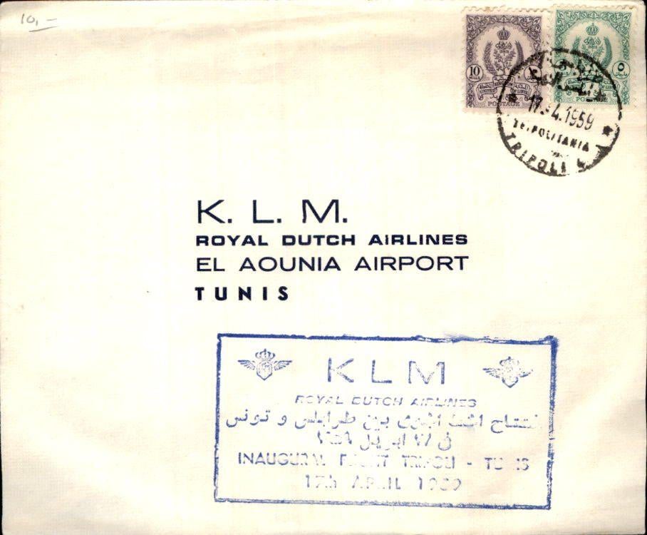 Libië - KLM - FFC - 1959, Postzegels en Munten, Brieven en Enveloppen | Buitenland, Verzenden, Envelop
