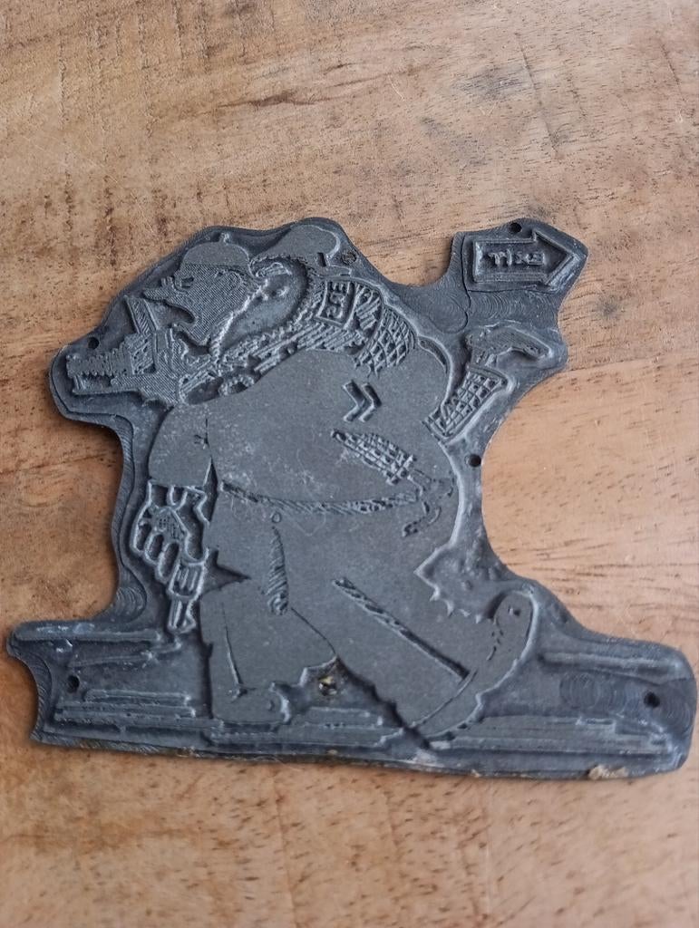 Vintage Stempel druk stripfiguur, Hobby en Vrije tijd, Stempelen, Ophalen of Verzenden, Houten stempel