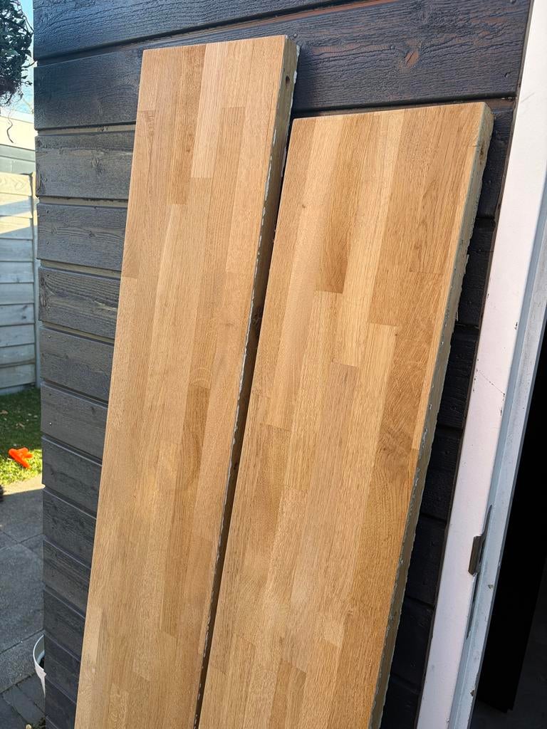 Massief Eikenhouten wandplanken, Doe-het-zelf en Verbouw, Hout en Planken, Gebruikt, 25 tot 50 mm, Eiken, Ophalen of Verzenden