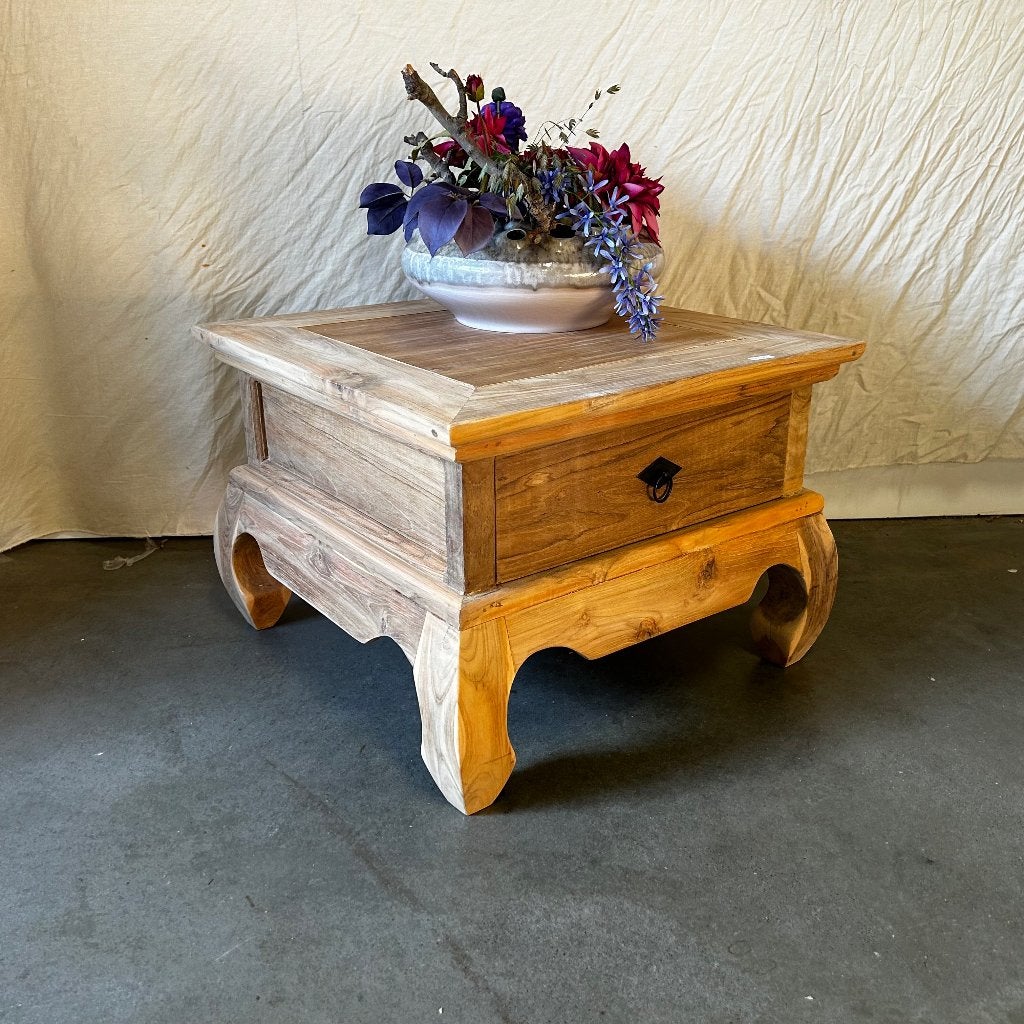 opium tafel - teak - 60 x 60 cm met 1 lade - Gratis bezorgd