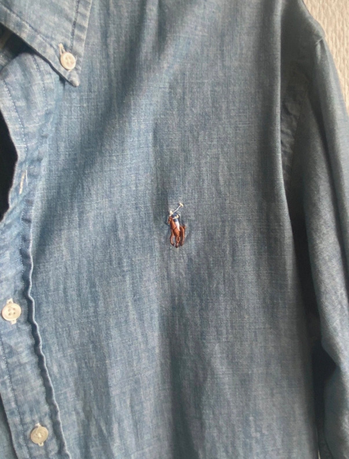 Polo Ralph Lauren Slim Fit Denim Overhemd, Ophalen of Verzenden, Zo goed als nieuw, Blauw, Halswijdte 41/42 (L)