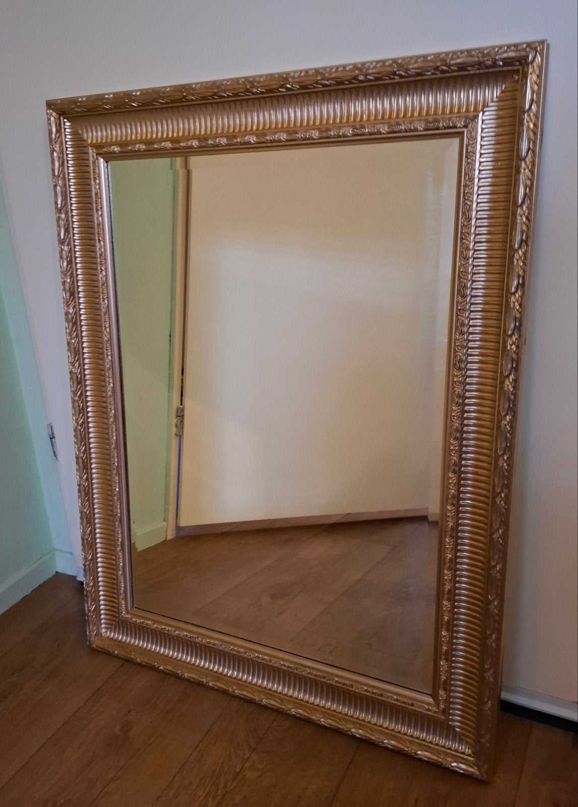 spiegel baroklijst facetgeslepen hout goud., Ophalen, Rechthoekig, 50 tot 75 cm, Minder dan 100 cm