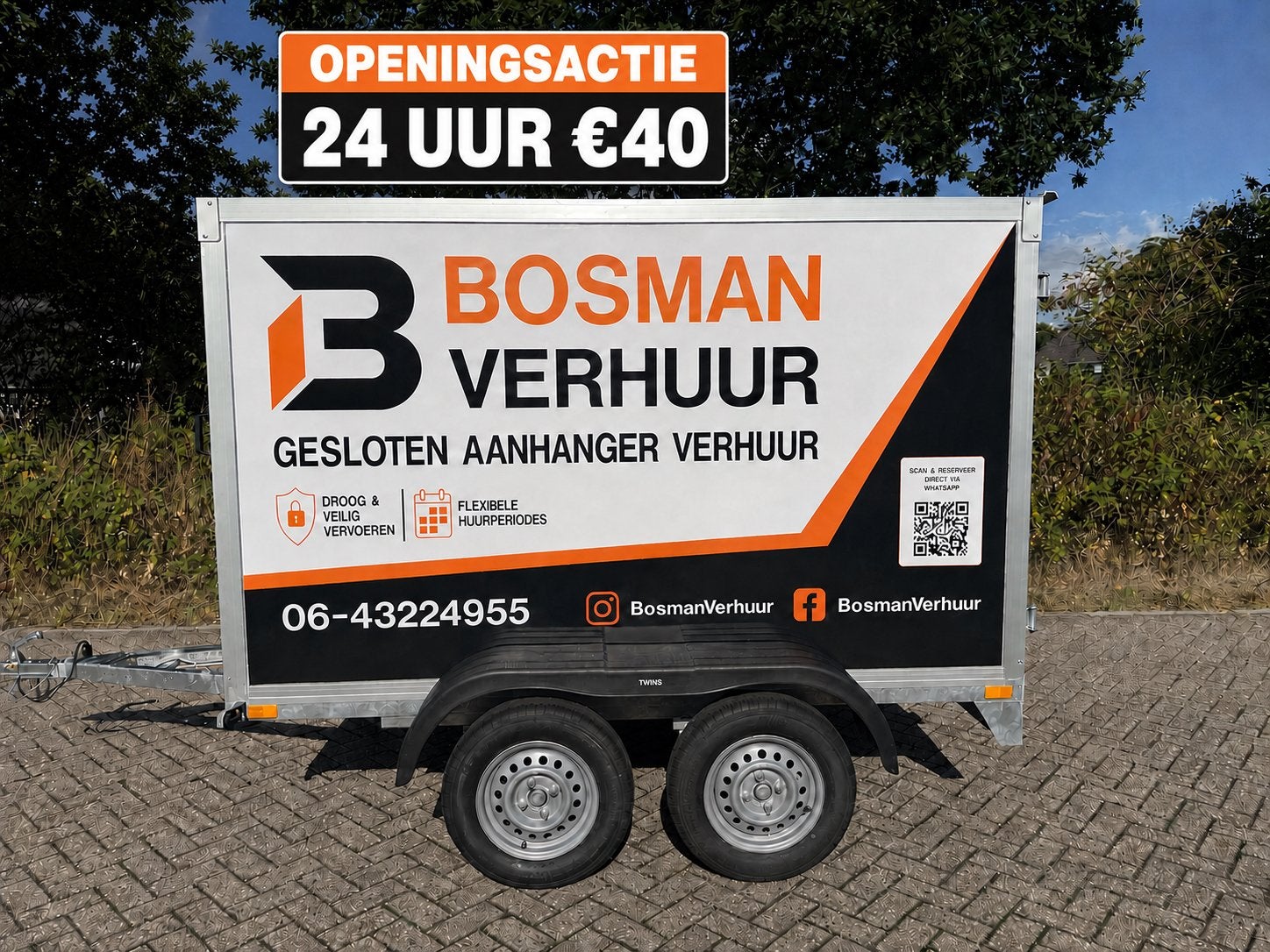 Gesloten aanhanger huren Wezep/Zwolle | 750KG | Rijbewijs B, Aanhangwagen