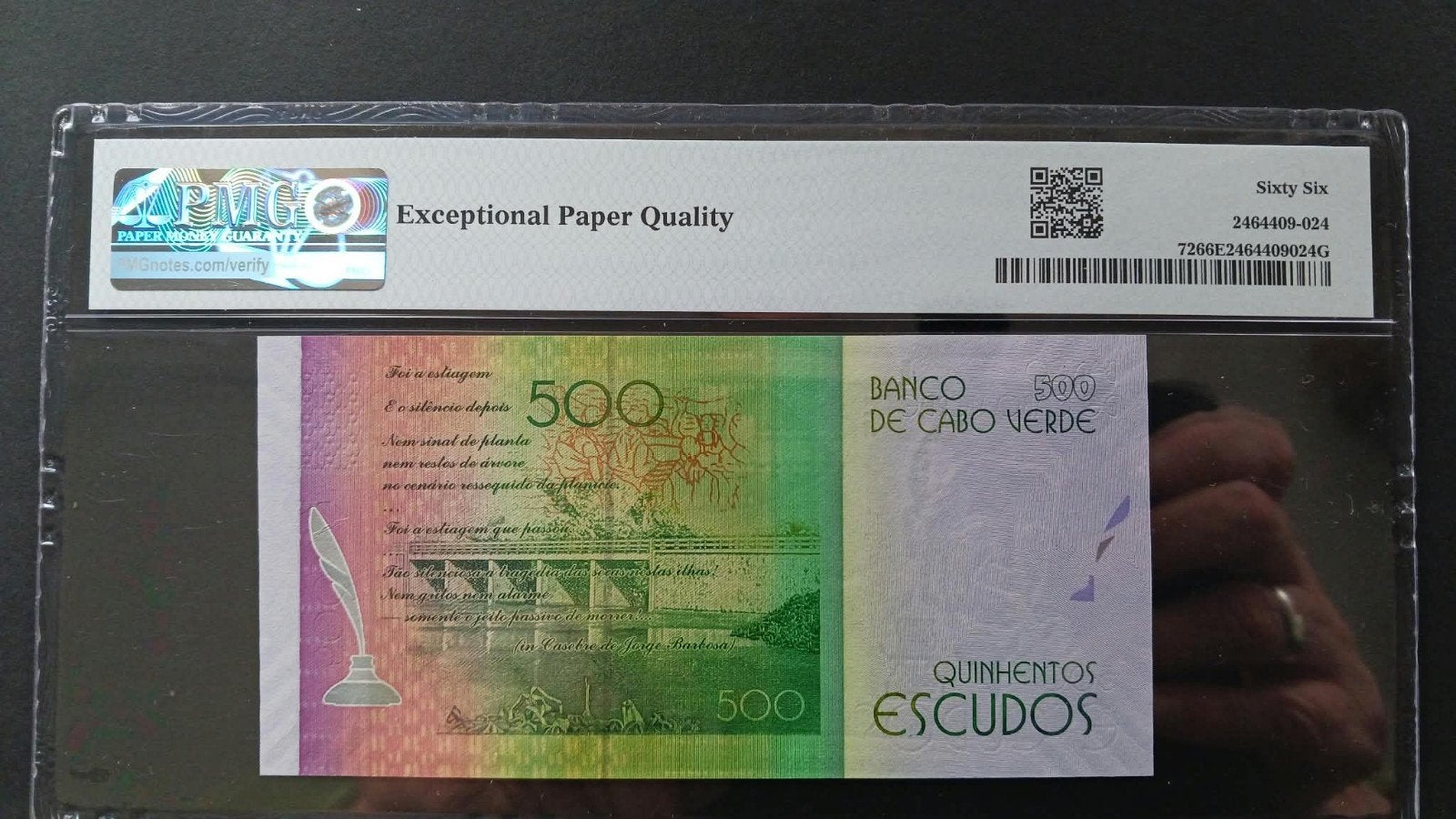 Kaapverdië 500 Escudos bankbiljet - PMG 66, Postzegels en Munten, Ophalen of Verzenden, Overige landen, Los biljet