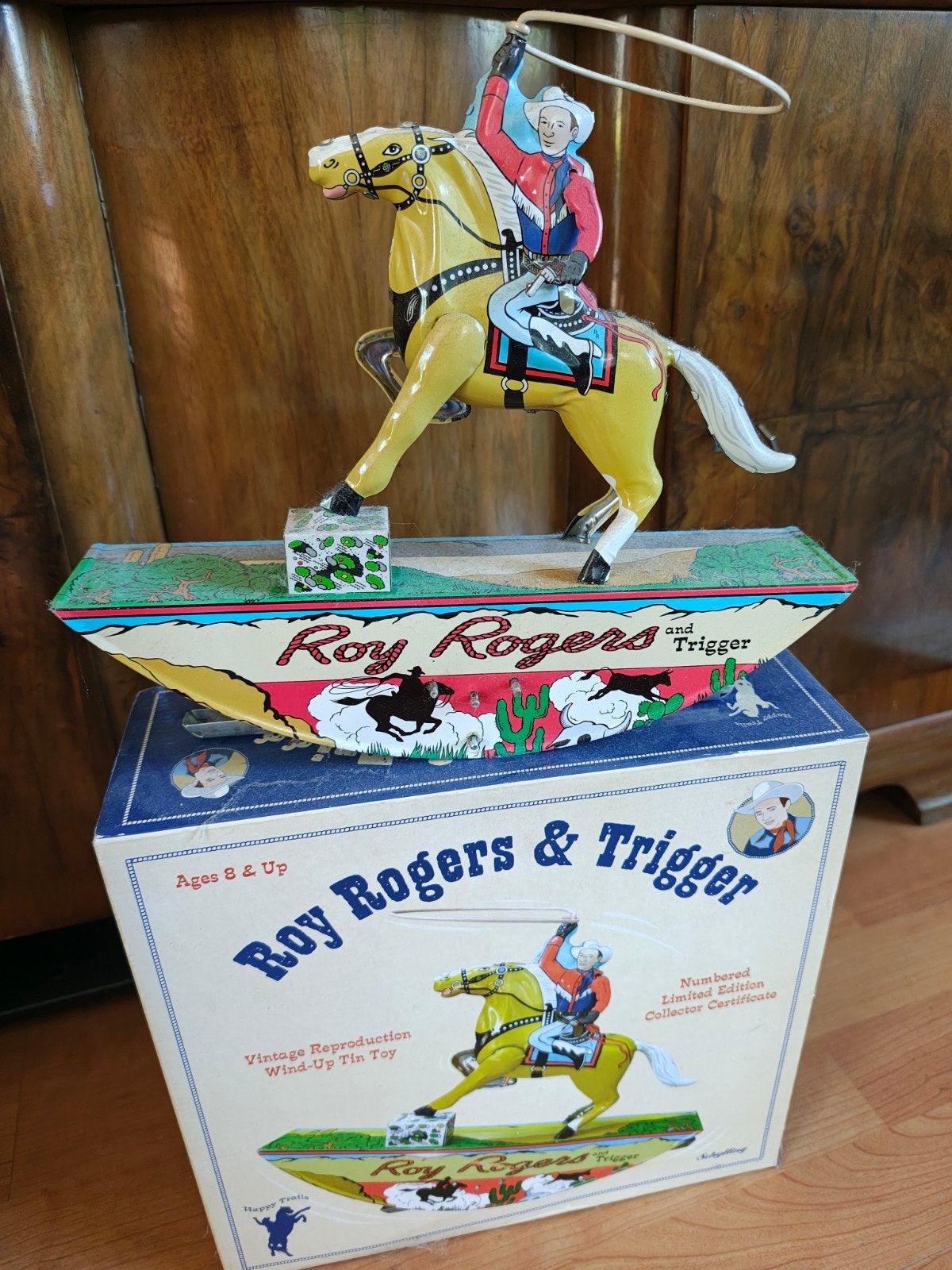 Roy Rogers & Trigger Wind-Up Tin Toy - Vintage Reproductie, Ophalen of Verzenden, Zo goed als nieuw, Jongen of Meisje