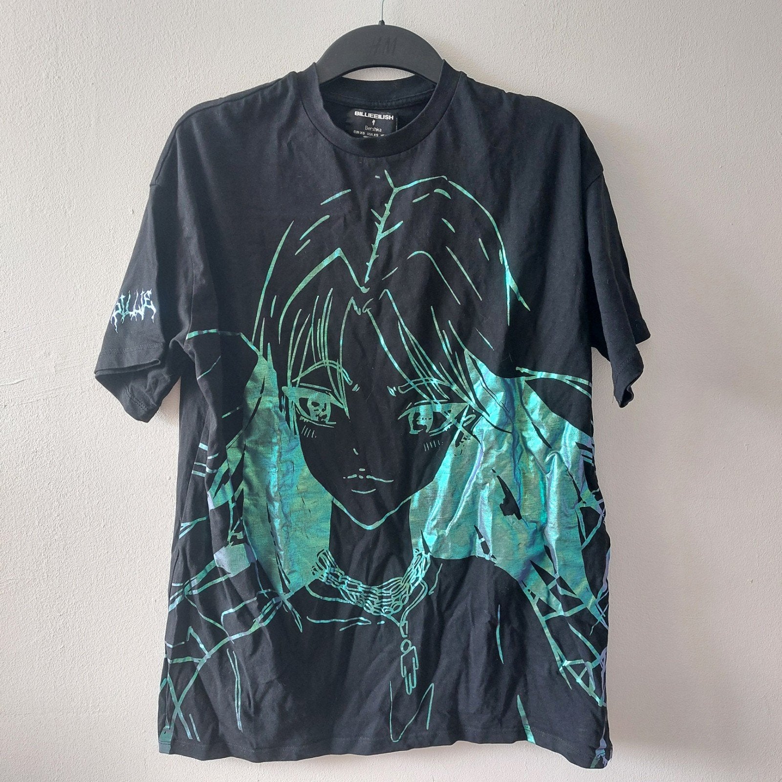 Bershka x Billie Eilish oversized t-shirt XS, Kleding | Dames, Zwart, Zo goed als nieuw, Korte mouw, Maat 34 (XS) of kleiner