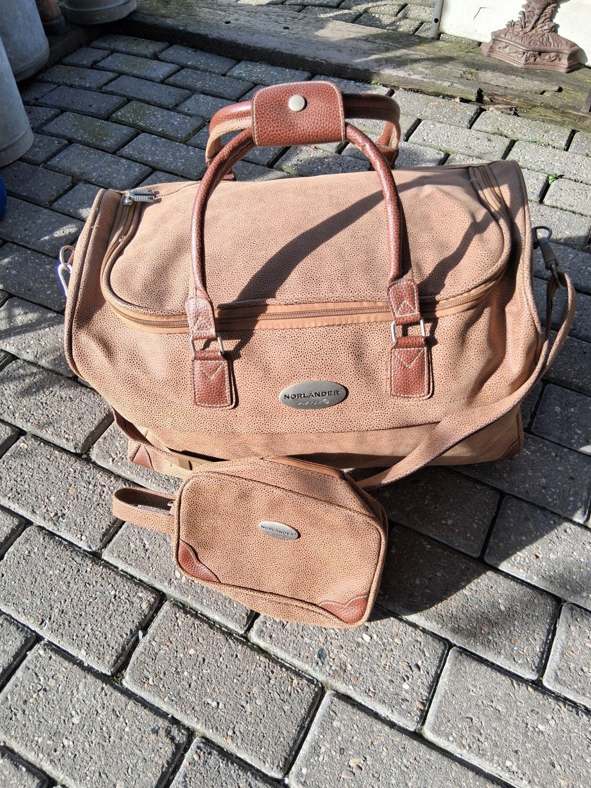 Norlander Reistas met Toilettas - Bruin, Ophalen, Bruin, 30 cm of meer, Minder dan 35 cm