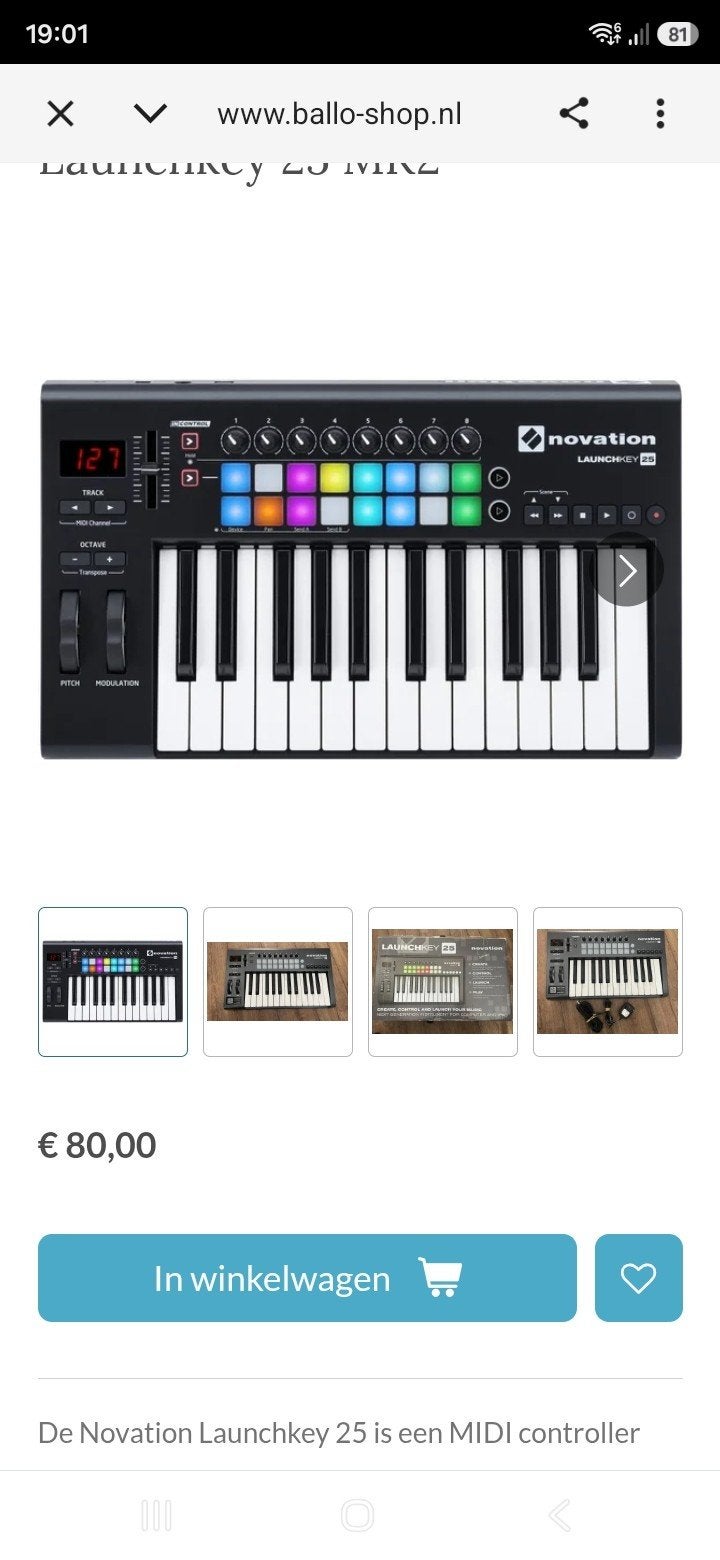 Novation Launchkey 25 USB-MIDI keyboard controller, Muziek en Instrumenten, Ophalen of Verzenden, Gebruikt
