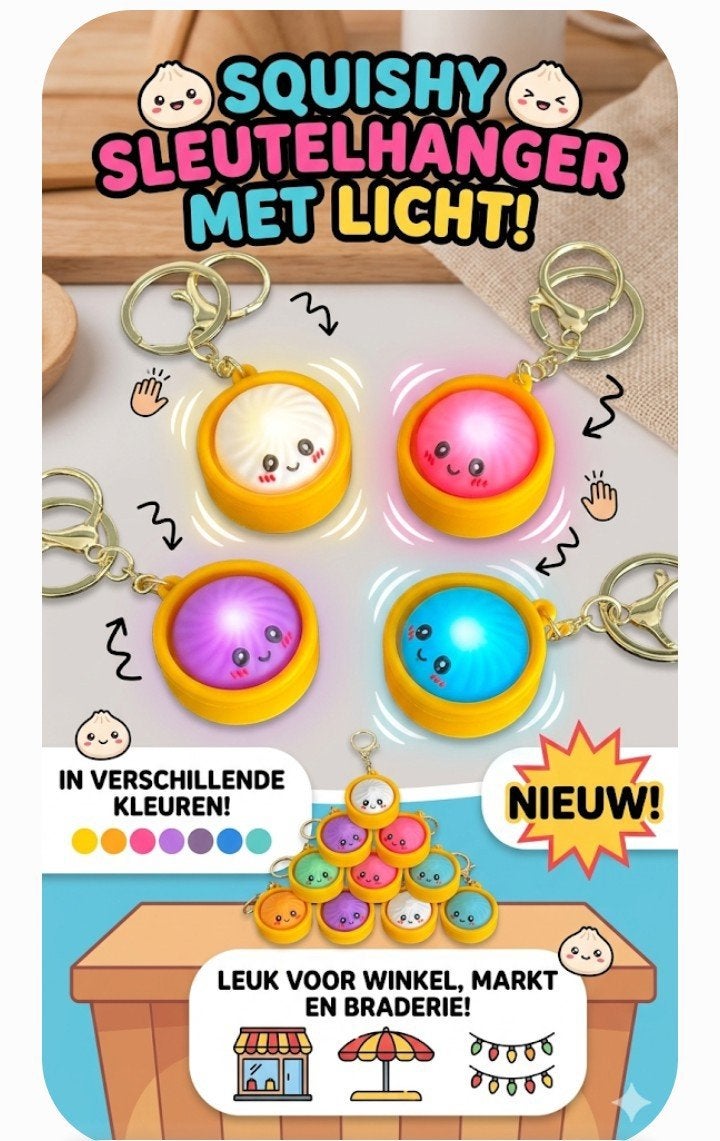 Partij Squishy Sleutelhanger met Licht, Ophalen of Verzenden, Nieuw
