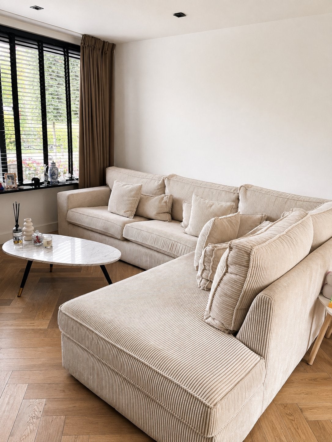 Hoekbank beige, Huis en Inrichting, Ophalen, Gebruikt