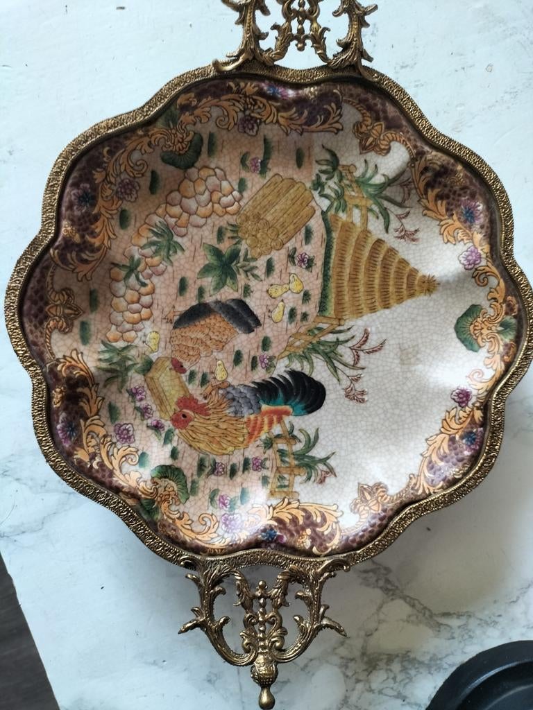 Antiek Meissen Satsuma Schaal met bronzen rand, Antiek en Kunst, Antiek | Porselein, Ophalen of Verzenden