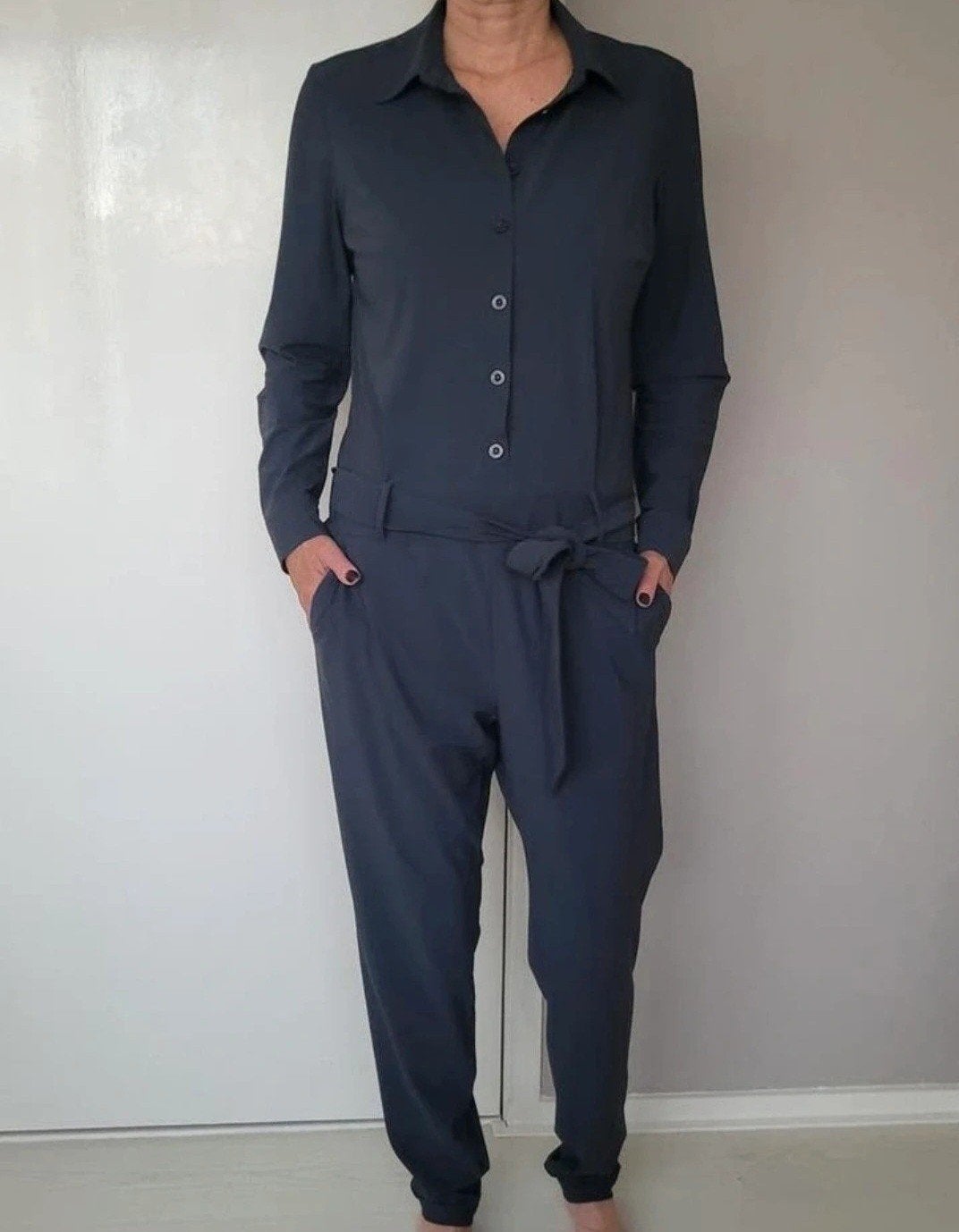 Studio Anneloes Angelique jumpsuit XL Antraciet broekpak, Studio Anneloes, Verzenden, Maat 46/48 (XL) of groter, Zo goed als nieuw