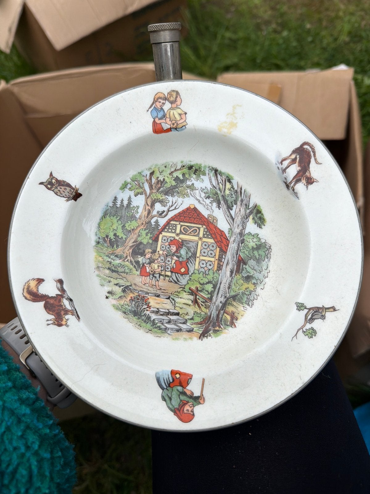 Vintage Bernaard kinderbord met sprookjesafbeelding, Ophalen of Verzenden