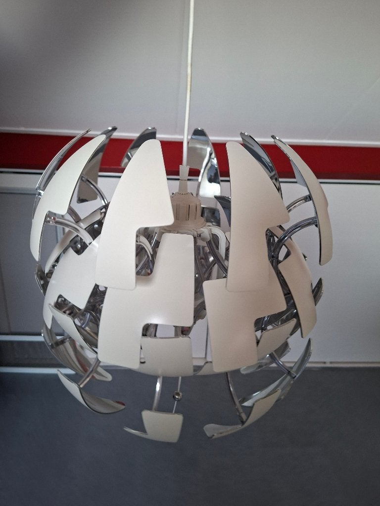 Ikea hanglamp wit/zilver uittrekbaar, Ophalen, Zo goed als nieuw, Kunststof, Uittrekbare hanglamp