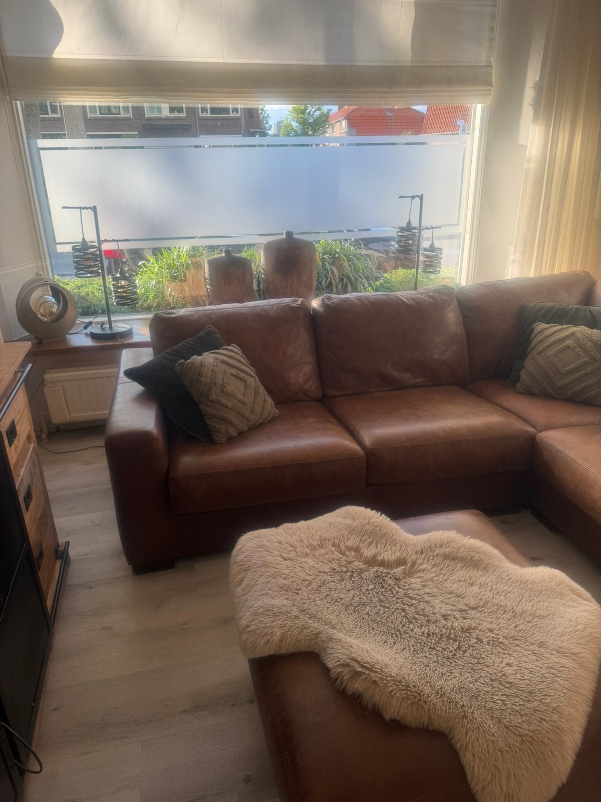 Te koop, Huis en Inrichting, Banken | Complete zithoeken, Gebruikt, Leer, Ophalen of Verzenden