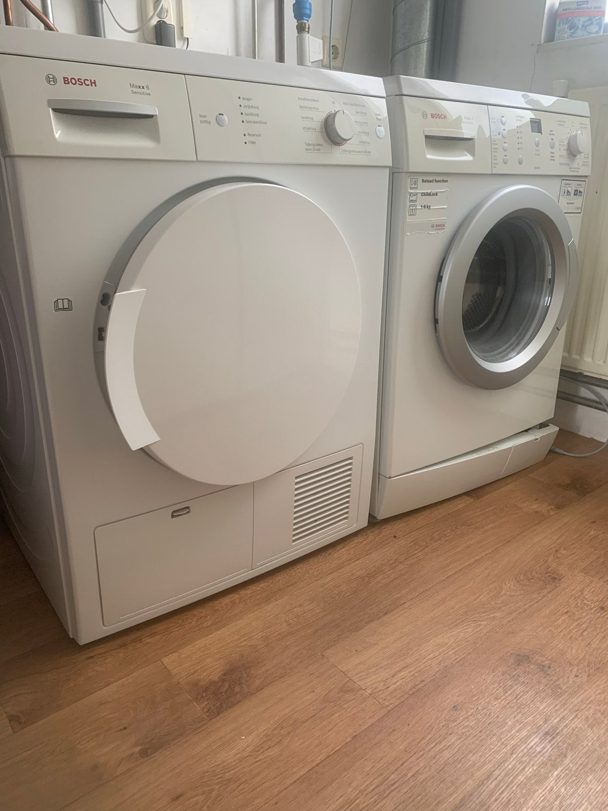 Bosch Maxx 6 wasmachine en droger set, Witgoed en Apparatuur, Wasdrogers, Ophalen, 6 tot 8 kg, Gebruikt, Voorlader