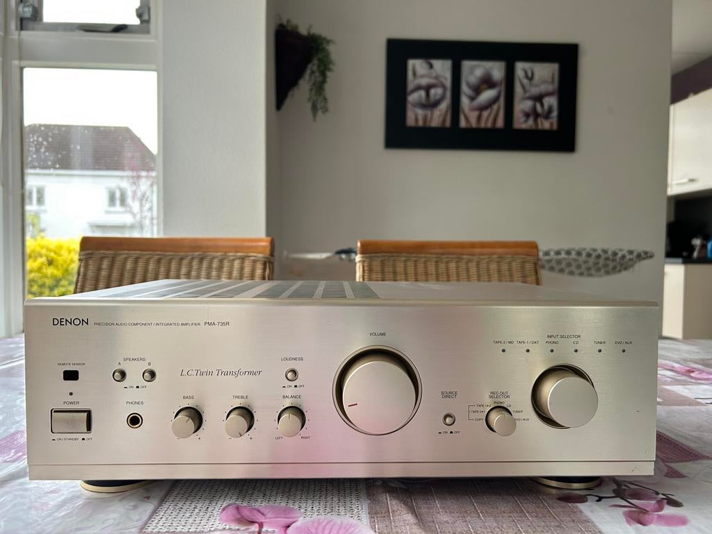 Denon PMA-735 R versterker in goudkleur, Denon, Ophalen of Verzenden, Zo goed als nieuw, 60 tot 120 watt