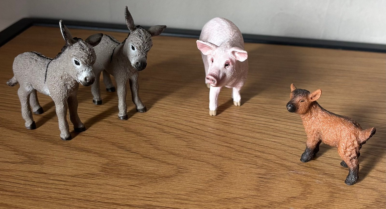 Div. Schleich boerderijdieren: varken, geitje en 2 ezeltjes, Ophalen of Verzenden, Zo goed als nieuw, Jongen of Meisje