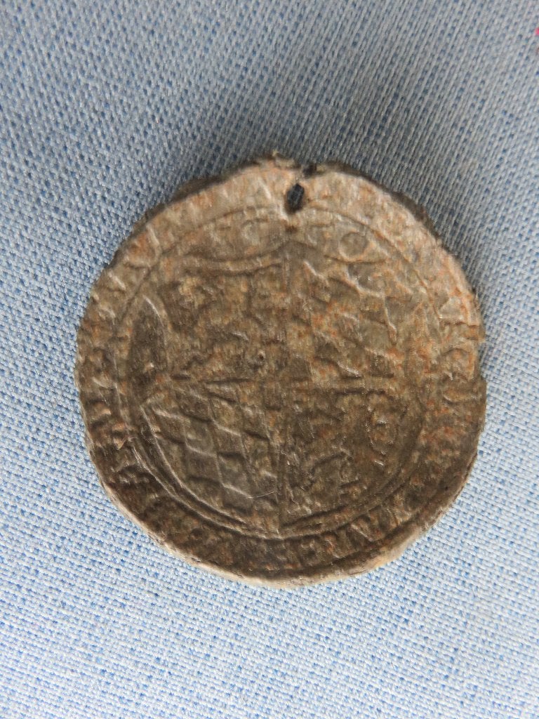 Middeleeuwen - insigne met wapen in tin - ca. 1500, Ophalen of Verzenden