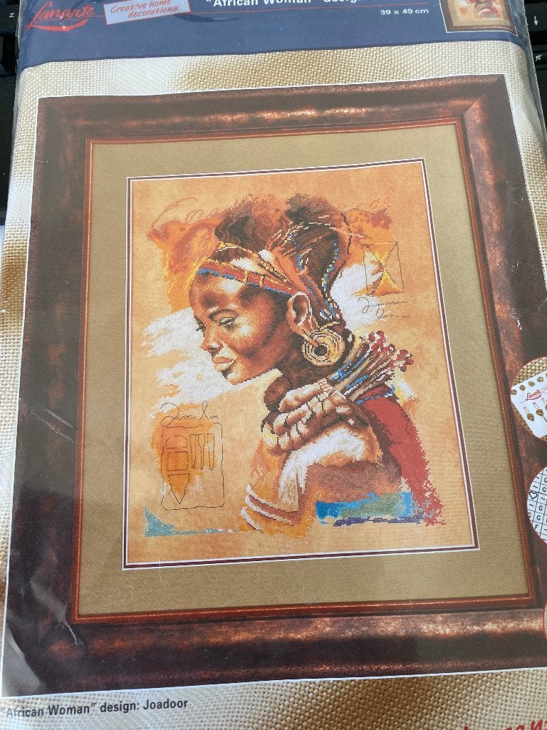 BORDUURPAKKET LANARTE JOADOOR AFRICAN WOMAN, Hobby en Vrije tijd, Verzenden, Nieuw, Handborduren, Borduurpakket