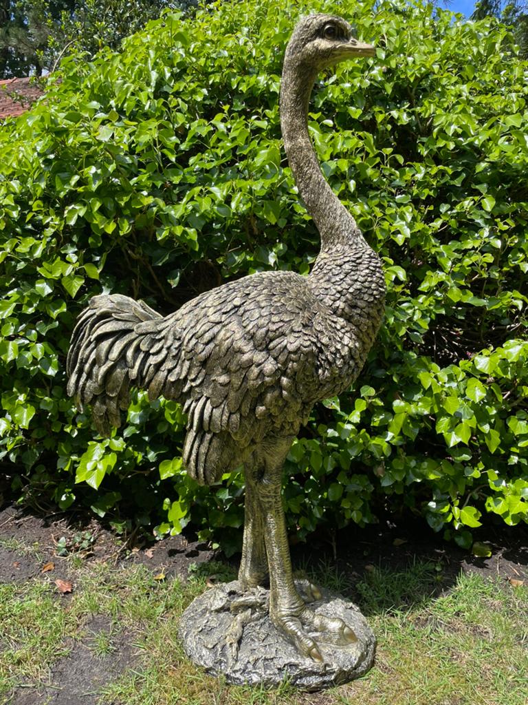 Struisvogel antiekgoud beeld tuin vijver zwembad terras, Tuin en Terras, Tuinbeelden, Ophalen, Nieuw, Kunststof, Dierenbeeld
