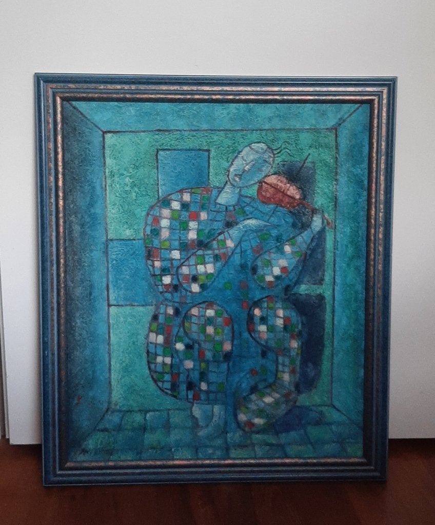 Decoratief schilderij viool, Ophalen, 50 tot 75 cm, Zo goed als nieuw, Schilderij