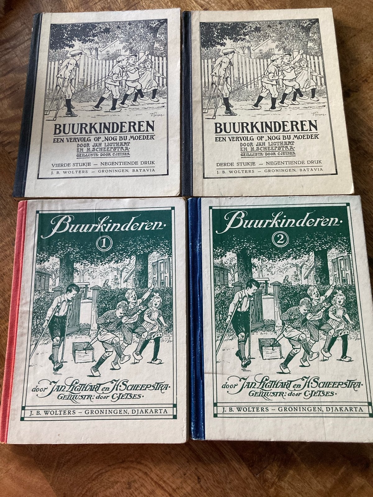 4 oude leesboekjes 'Buurkinderen' (1938 & 1953) - Ligthart &, Ophalen of Verzenden, Gelezen, Fictie algemeen
