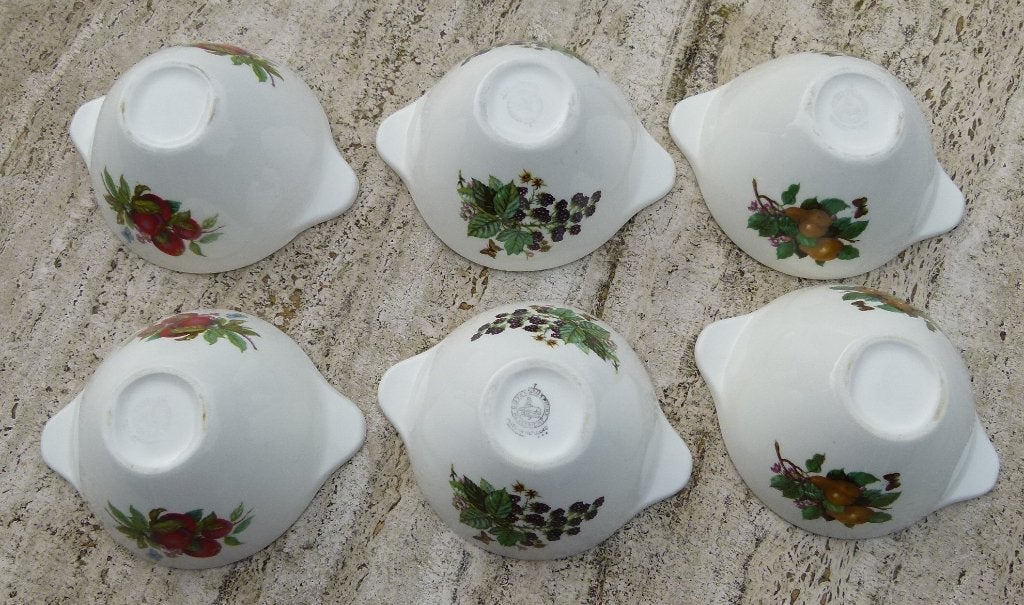 Royal Sphinx 6 Fruit Soep Toetjes Kommen Appels Bramen Peren, Ophalen of Verzenden
