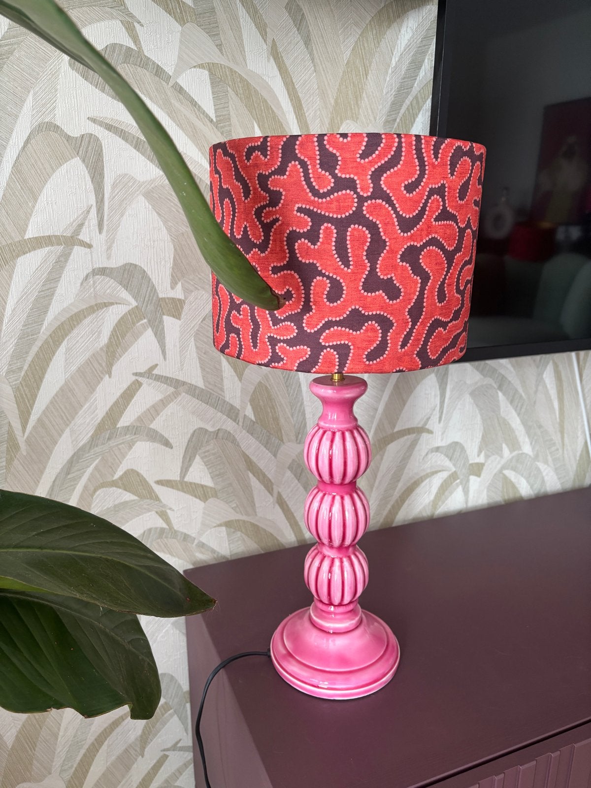 Nieuw zelfgemaakte lampenkap met uniek patroon, 25 cm, Tafellamp, Rond, Nieuw
