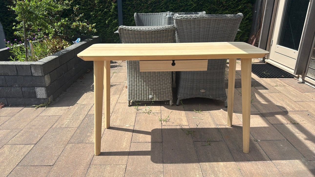 Ikea Bureau Lisabo, Huis en Inrichting, Bureaus, Zo goed als nieuw, Secretaire, IKEA, Scandinavisch, Hout, Beige, Met lades, Ophalen