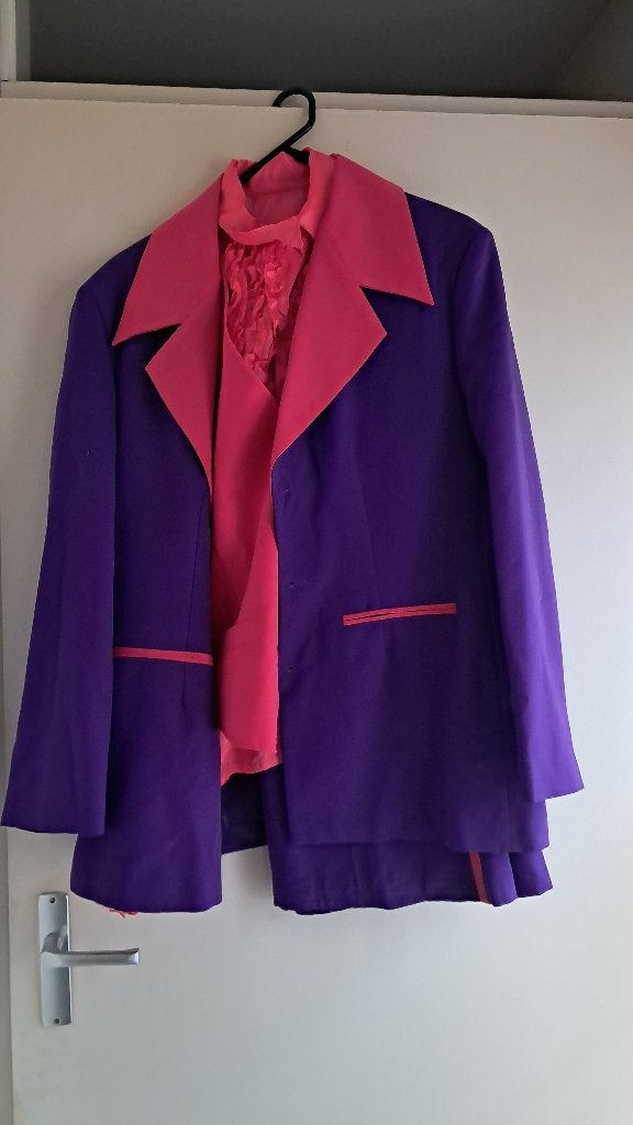 3 delig Kostuum Paars Roze maat 56 58 plus blouse, Carnaval, Maat 56/58 (XL), Ophalen of Verzenden, Kleding