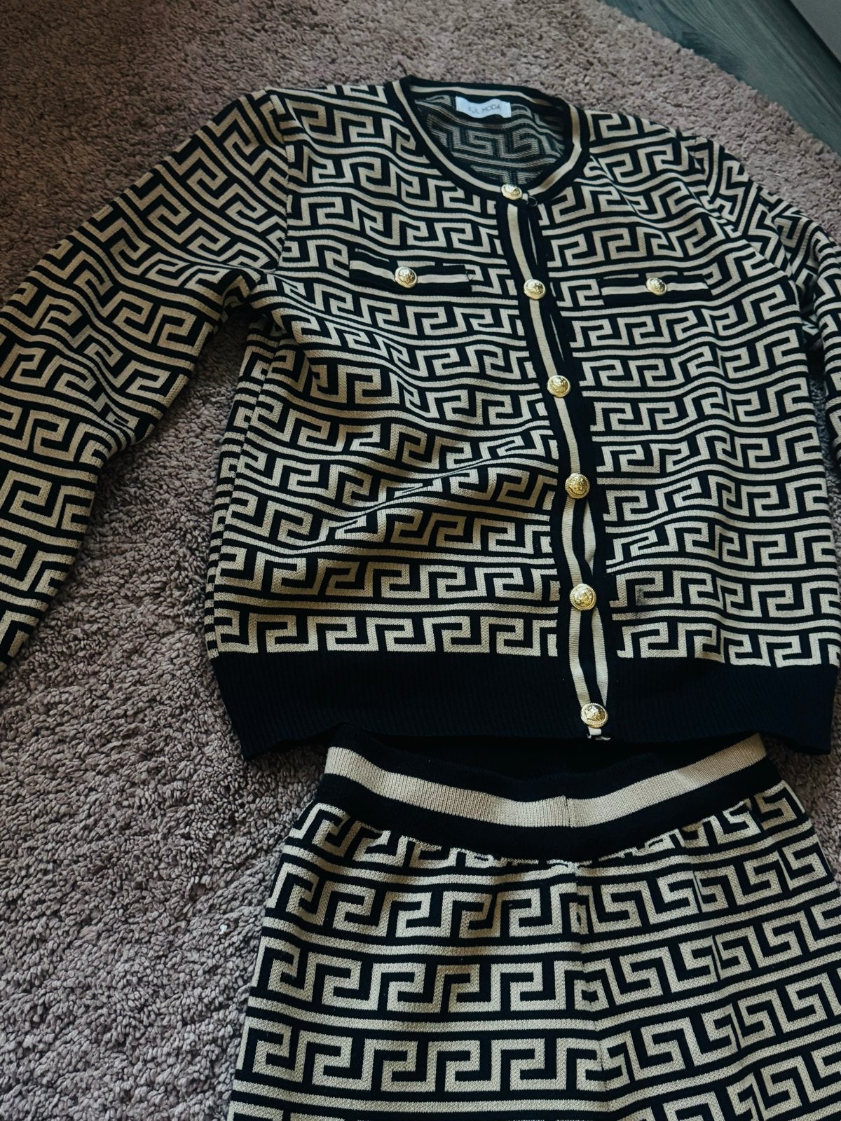 Stijlvolle tweedelige set met Griekse print, Ophalen of Verzenden, Zo goed als nieuw