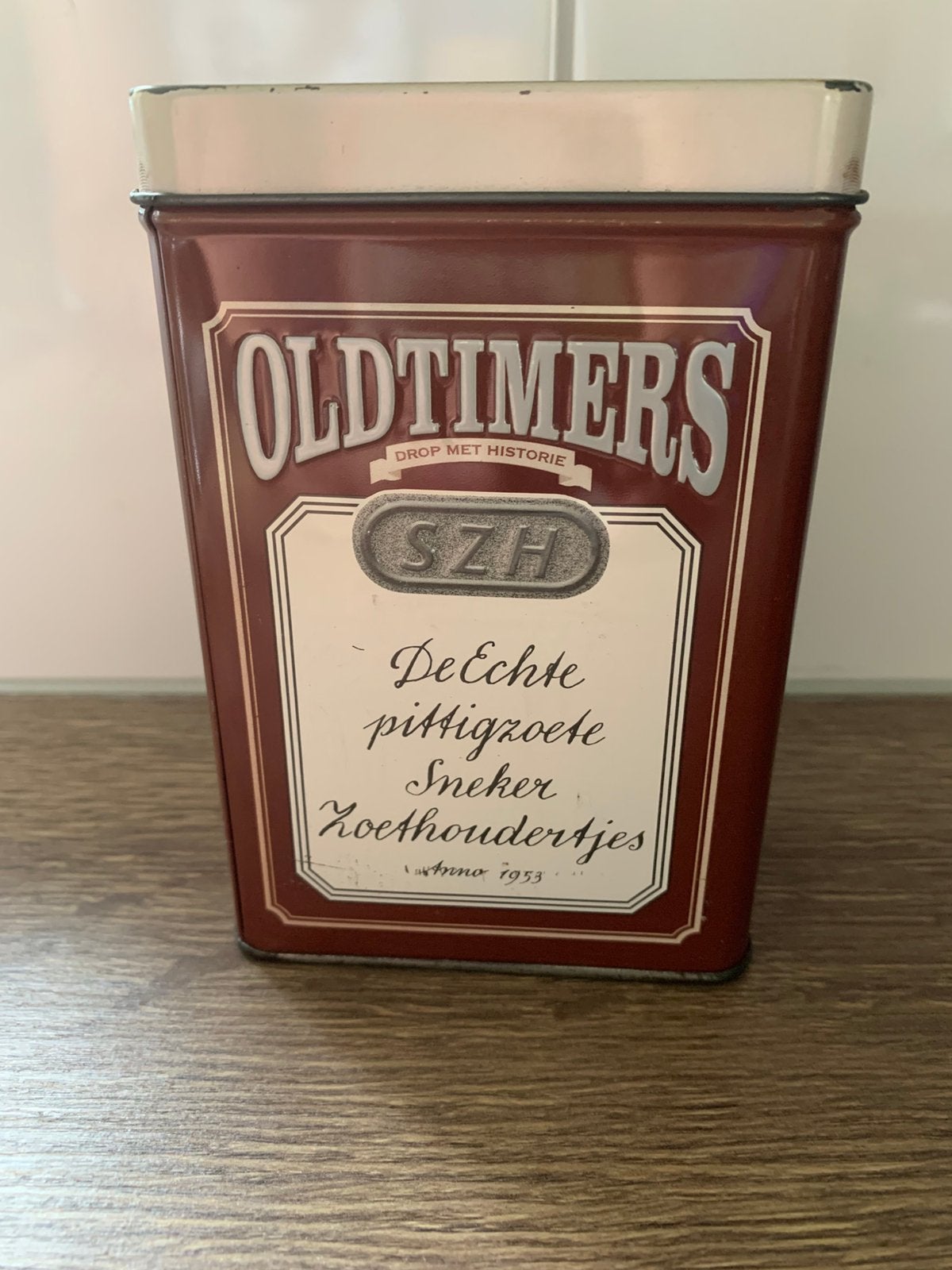 Blik Oldtimers drop SZH bruin Sneker Zoethoudertjes Sneek, Verzamelen, Ophalen of Verzenden, Gebruikt, Overige, Overige merken