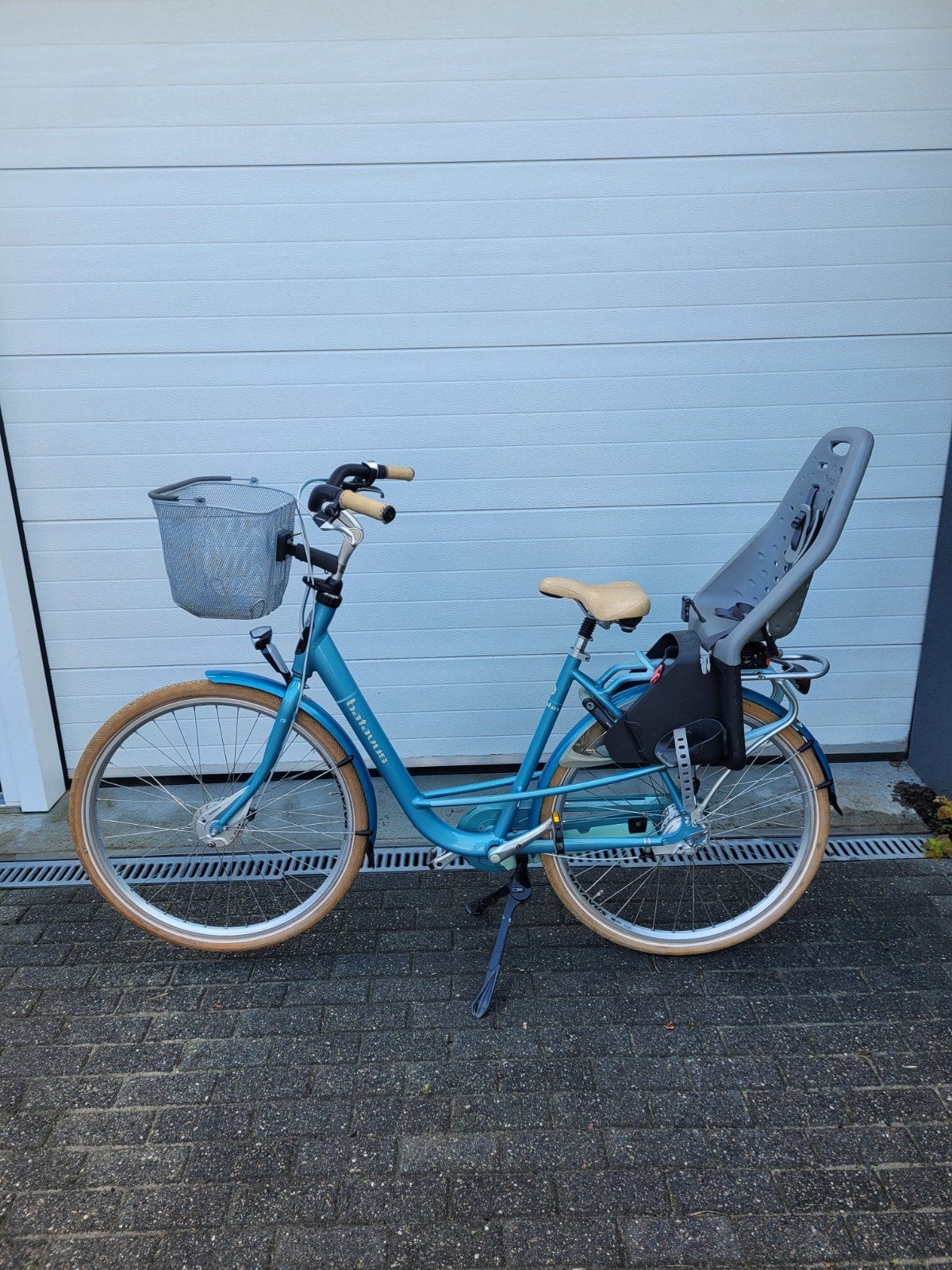 Batavus Damesfiets met Mand en Kinderzitje, Ophalen, Batavus, Trommelrem, 53 tot 56 cm
