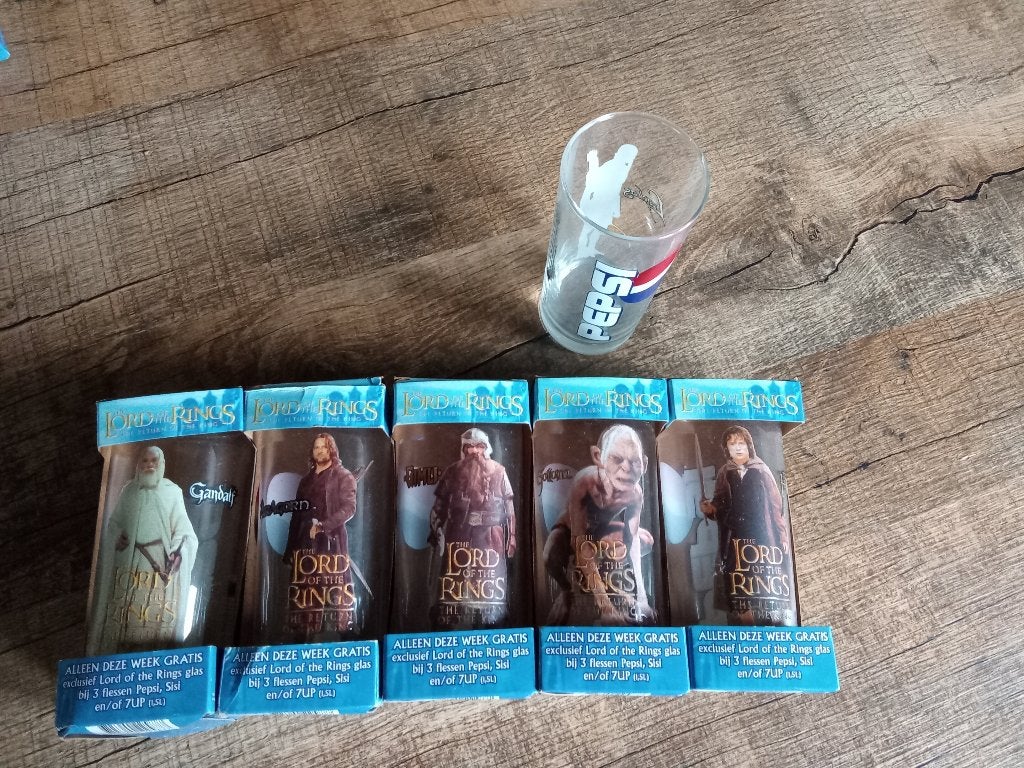 Vintage The Lord of the Rings pepsiglazen 2003, Verzamelen, Ophalen, Zo goed als nieuw, Actiefiguurtje