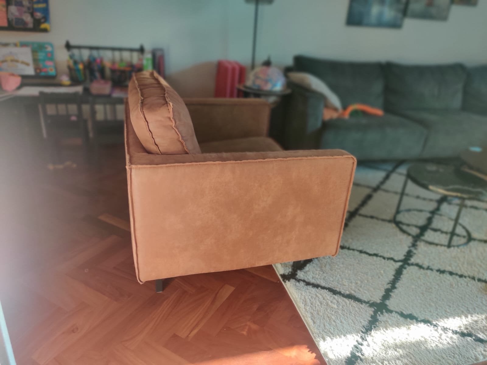 Comfortabele fauteuil 'Be Pure' in cognac kleur, Ophalen of Verzenden, Zo goed als nieuw, Stof, 75 tot 100 cm