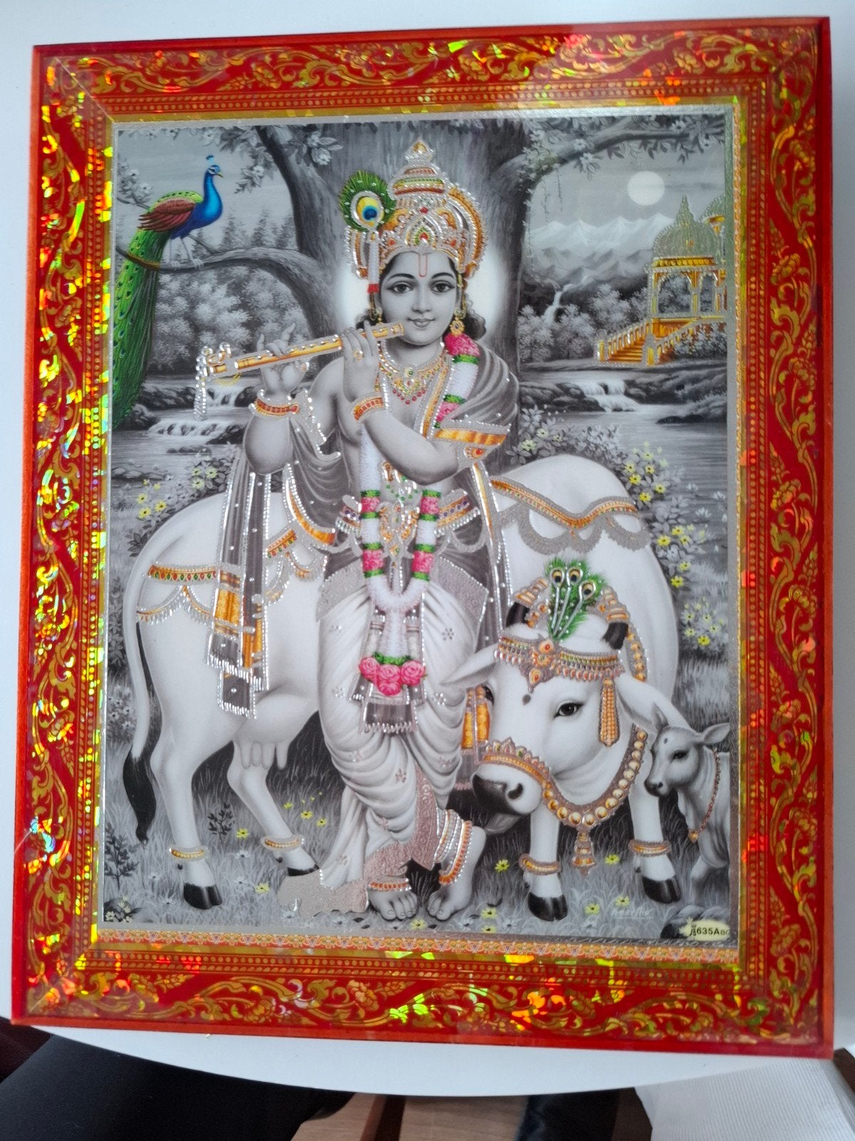 Indiaas foto schilderij Krishna, Ophalen of Verzenden