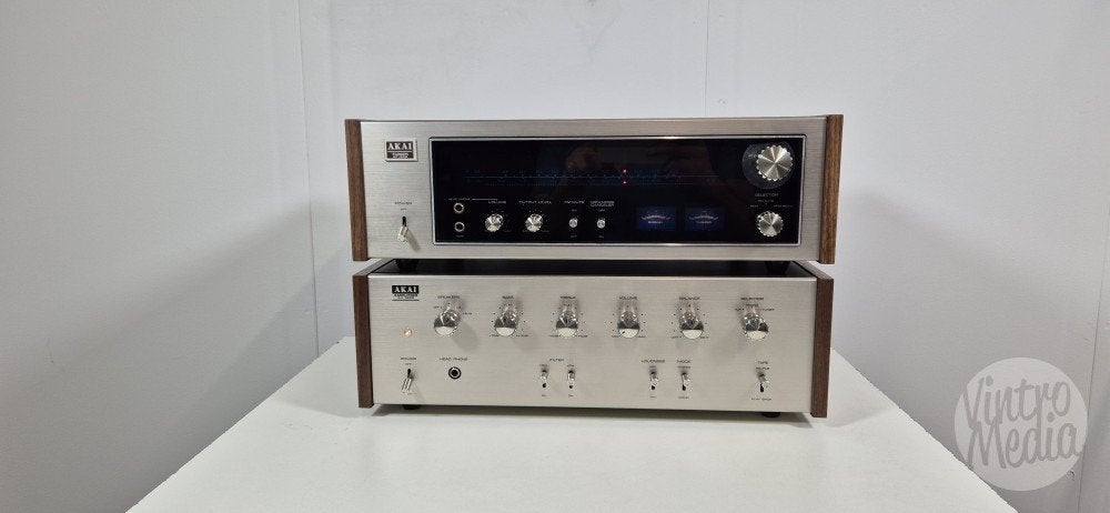 Akai AA-5200 Versterker + AT-580 Tuner | Stereo Set | Phono, Overige merken, Tuner of Radio, Refurbished, Losse componenten