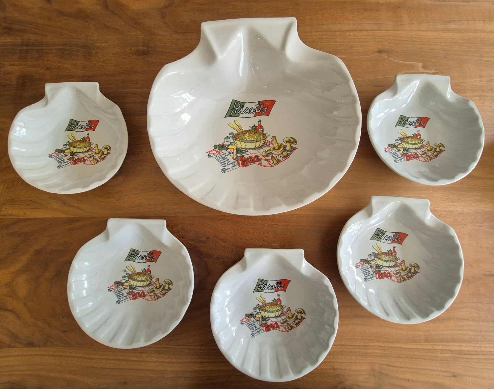 Vintage Risotto Schelpjes Set - 1 Grote, 5 Kleine, Ophalen, Overige merken, Keramiek, Vintage